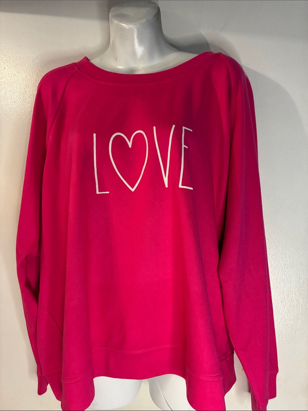 Rae Dunn Hot Pink 'LOVE' Graphic Pullover Sweatshirt Size 2X NWT
